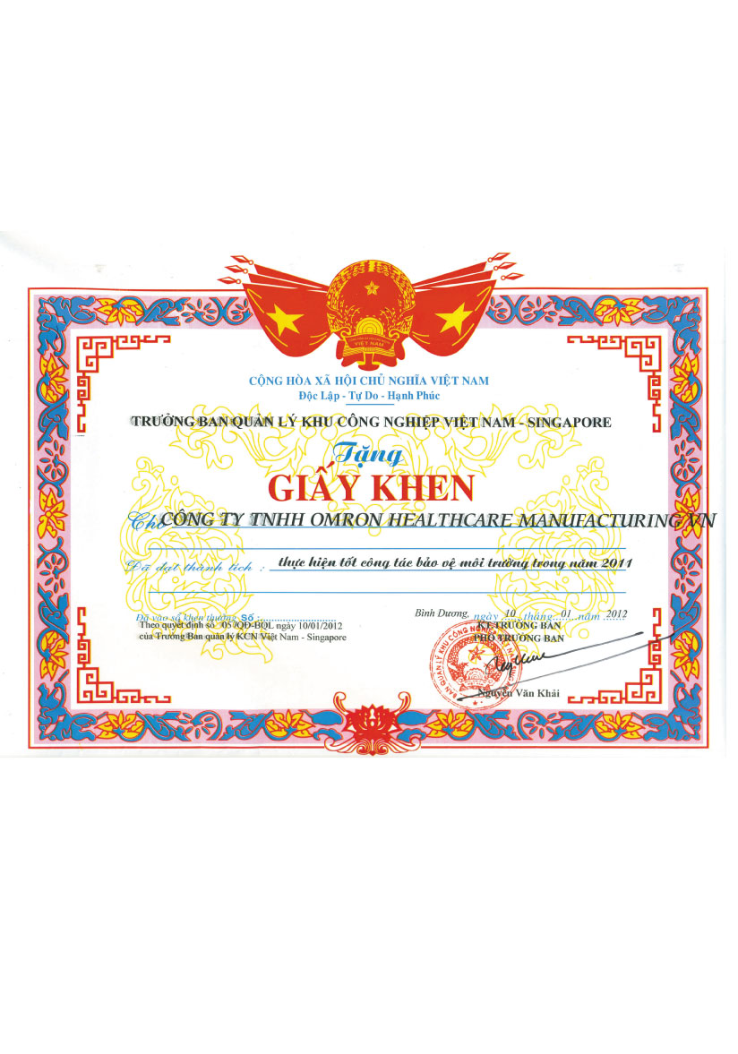 Enviroment-Award OHV.Enviroment Award2 Chứng chỉ chất lượng