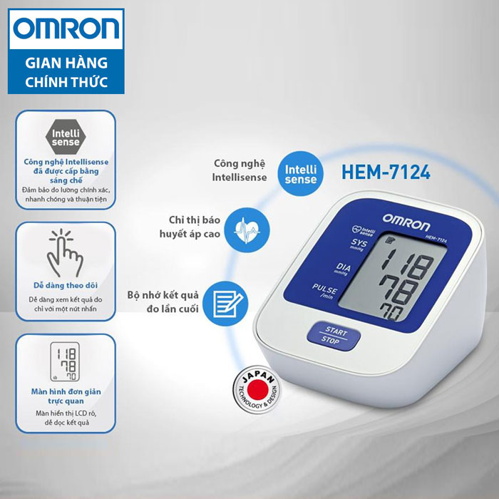 Máy đo huyết áp bắp tay Omron HEM-7124 1